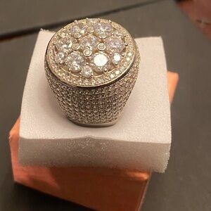 Silver Pavé Dome Ring with Intricate Design